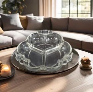 Elegant Antique Canterbury Clear Glass Divided Candy Dish by Duncan and Miller